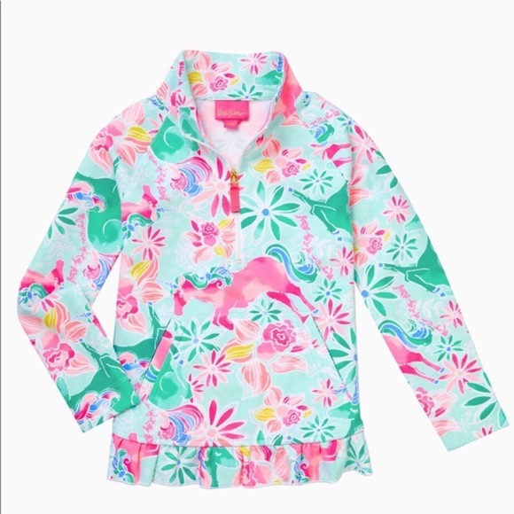 Lilly Pulitzer Other - Lilly Pulitzer Killian Popover Pullover Unicorn Print Long Sleeve Size Girls XL